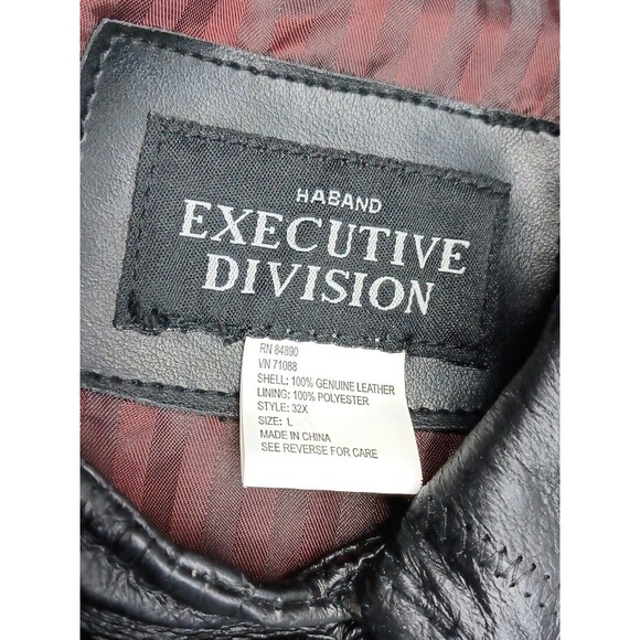 Vtg Haband Executive Collection Mens Leather Jacket Black Patch Work Sz L - Picture 10 of 11